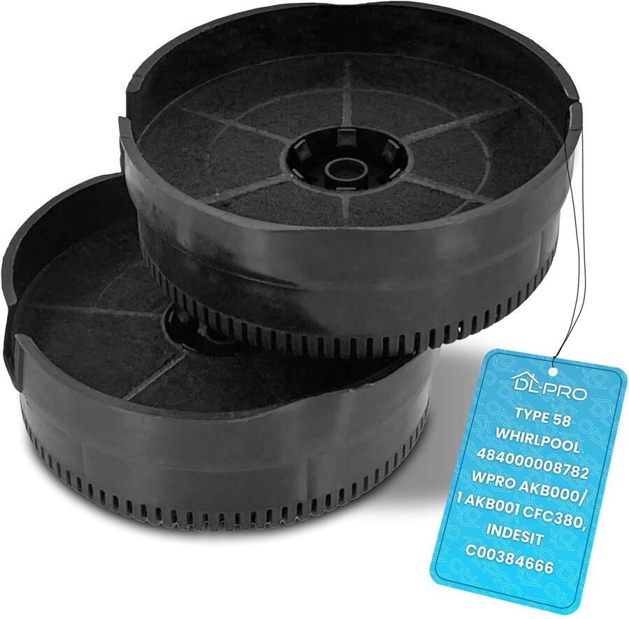 Omgoods 2x Actief Koolstoffilter voor Whirlpool Type 58 Afzuigkap