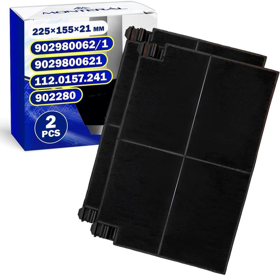 Omgoods 2x Actieve Koolfilters voor Afzuigkap 225 x 155 mm Geschikt voor Electrolux en Smeg