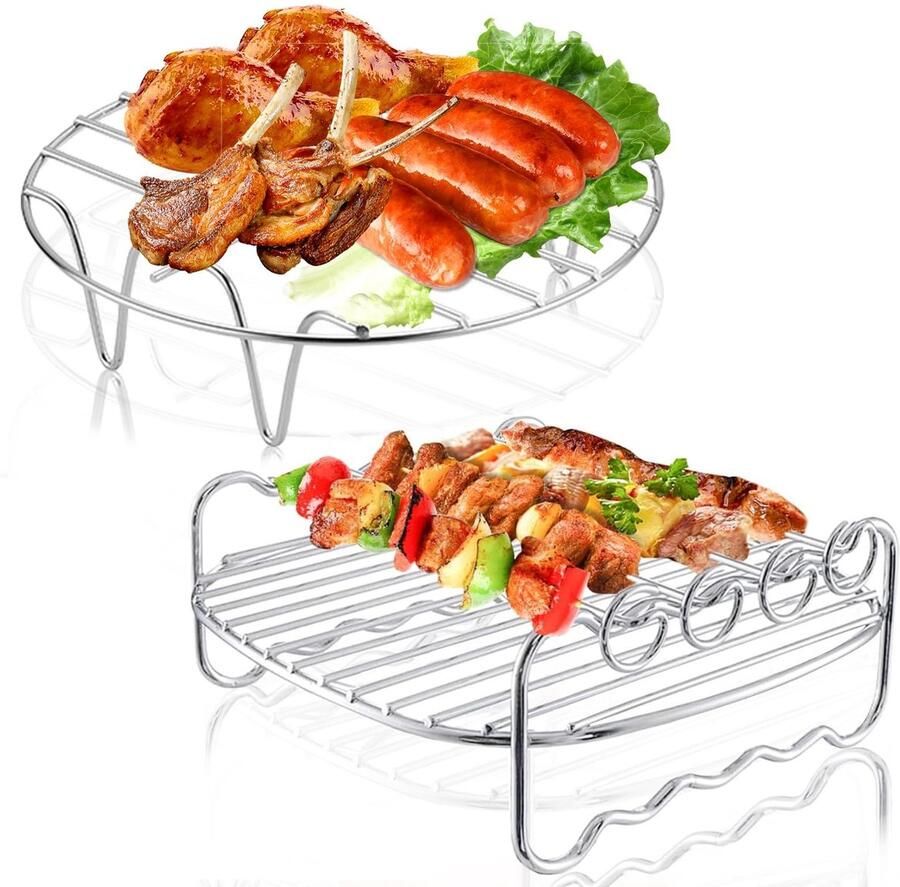 Omgoods 304 RVS Accessoires voor Airfryer Geschikt voor Grillen en Bakken