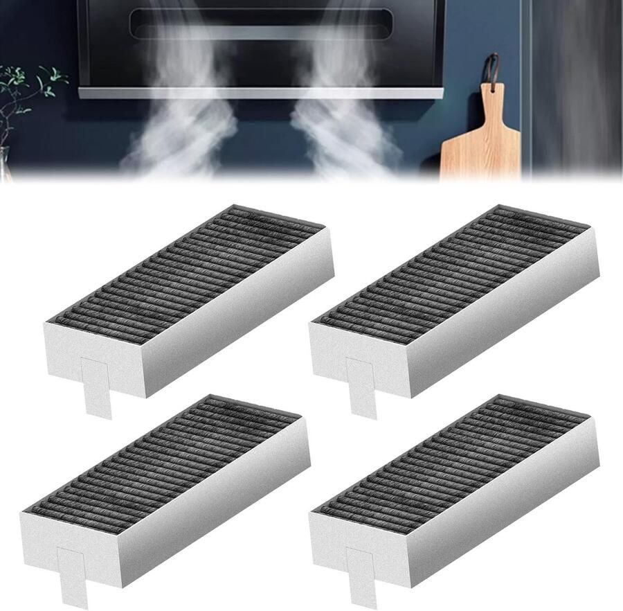 Omgoods 4 x Actieve Koolstoffilters voor Afzuigkappen Geschikt voor Bosch Siemens Neff en Gaggenau