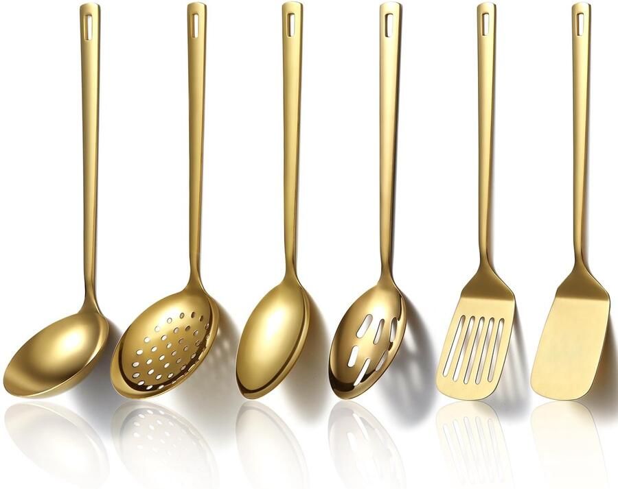 Omgoods 6-delige Gouden RVS Keukenaccessoireset