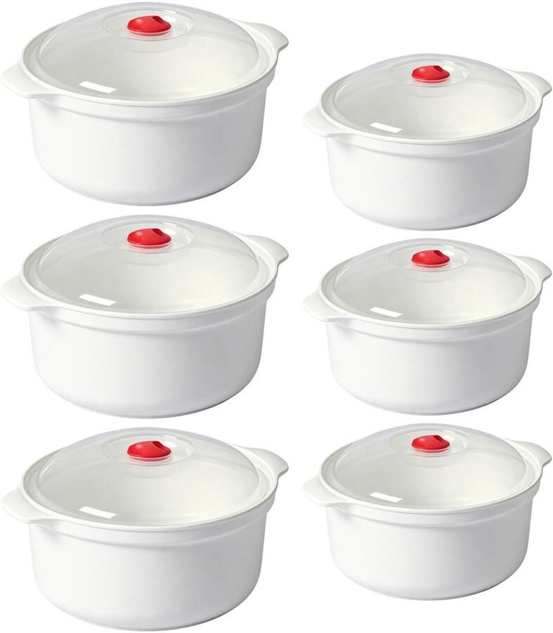 Omgoods 6-delige Magnetron Servies Set met Deksel en Stoomklep