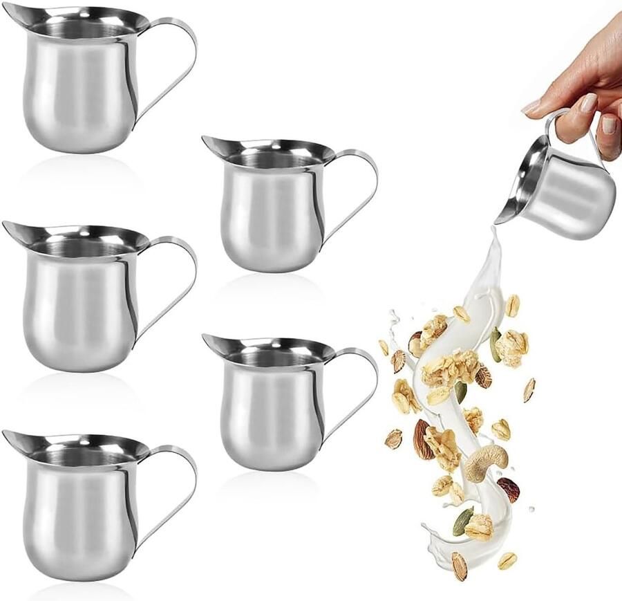 Omgoods 6 Stuks Melk Jugs Mini Melk Schuim Potjes voor Espresso en Cappuccino