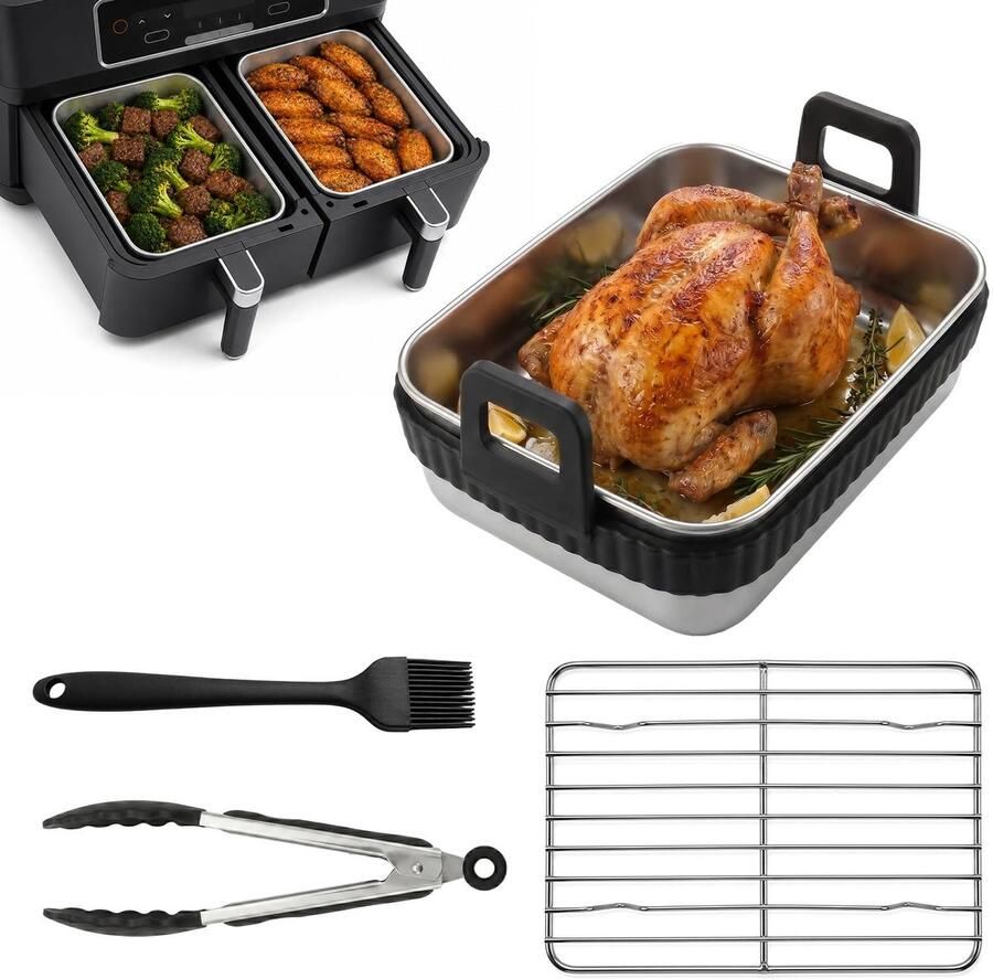Omgoods Accessoireset voor Airfryer van RVS