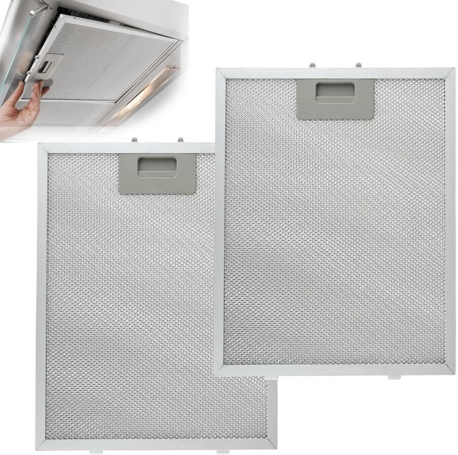 Omgoods- Afzuigkapfilter Wasbaar Vetfilter voor Afzuigkap Aluminium Filter 5-Laags Filtratie 2 Stuks 320 x 260 mm
