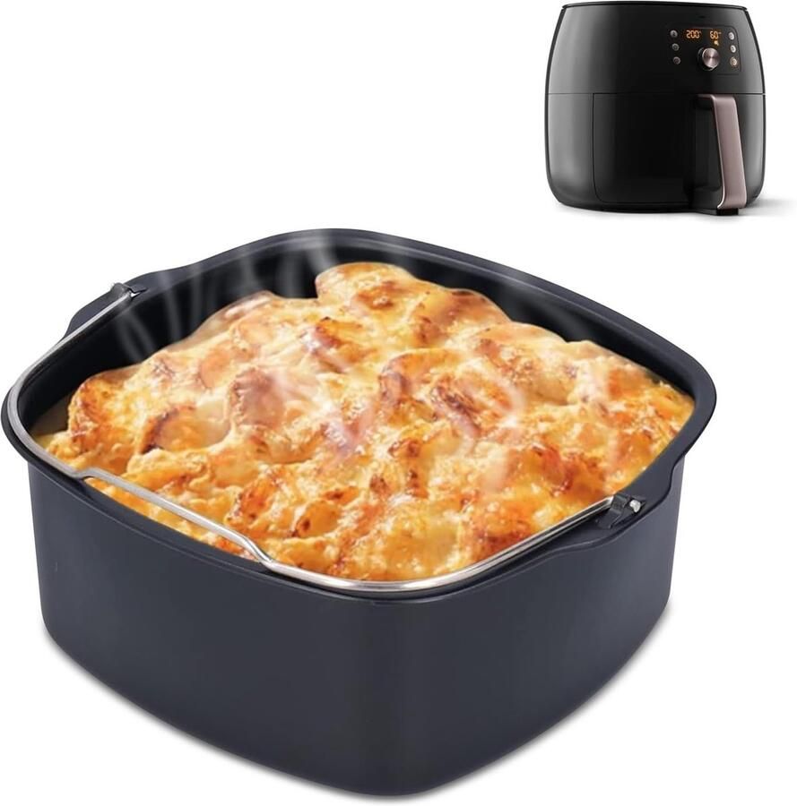 Omgoods- Airfryer Accessoires Masterset Antiaanbak Bakplaat Grill Accessoires Compatibel met HD9925 HD9860 HD9905 Onderhoudsvriendelijk 18 cm Bakvorm