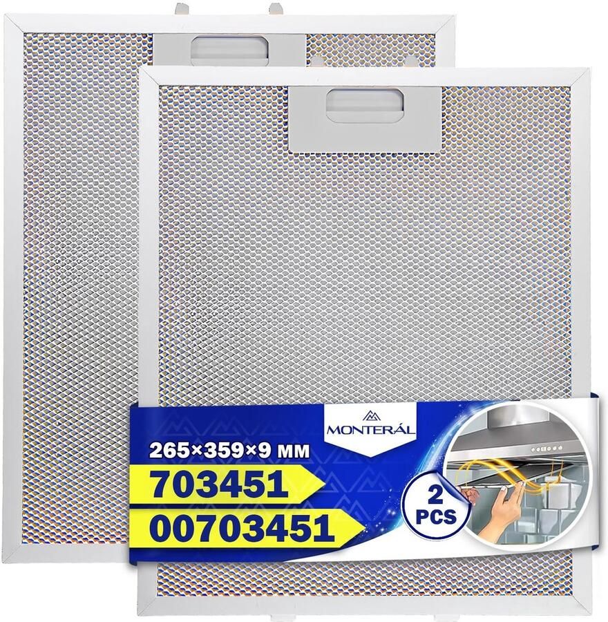 Omgoods Aluminium Filters voor Afzuigkap 2 Stuks Vetafstotend 265 x 359 x 9 mm