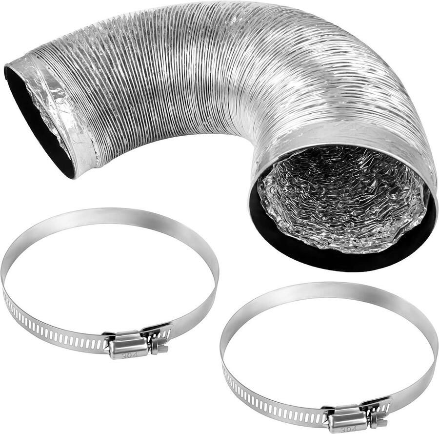 Omgoods Aluminium Ventilatieslang voor Afzuigkap en Droger Flexibele Afvoerbuis 100 mm x 3 m