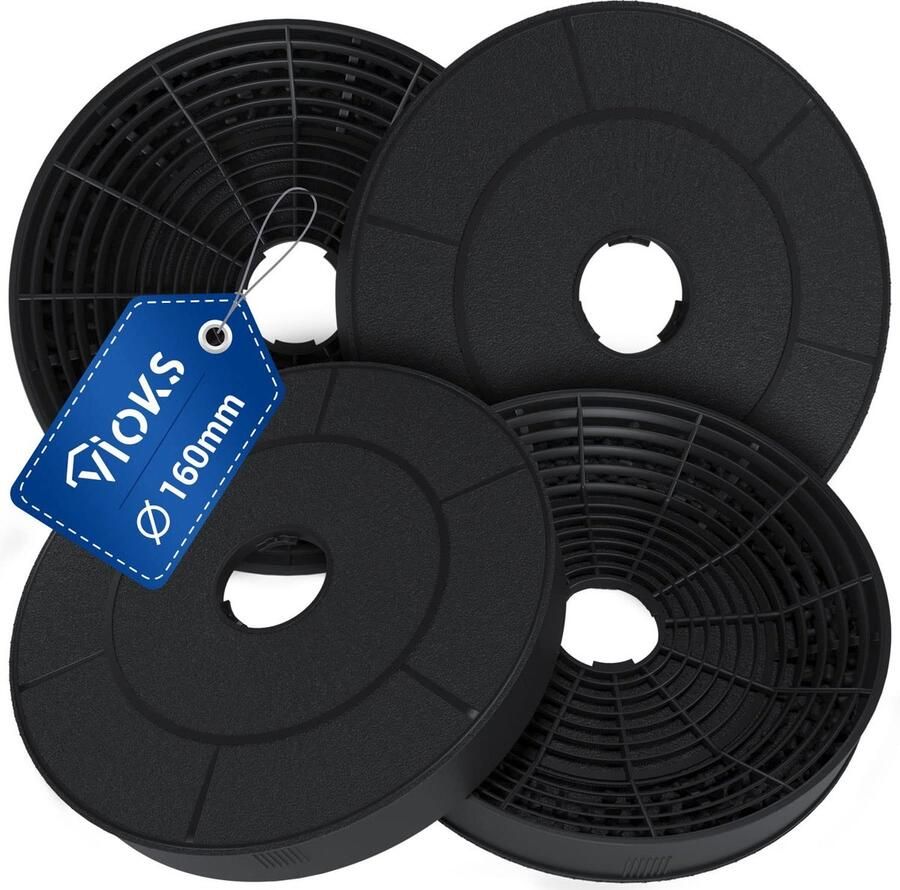 Omgoods Amica Koolstoffilter Set van 4 Actieve Koolstof rond voor Afzuigkap