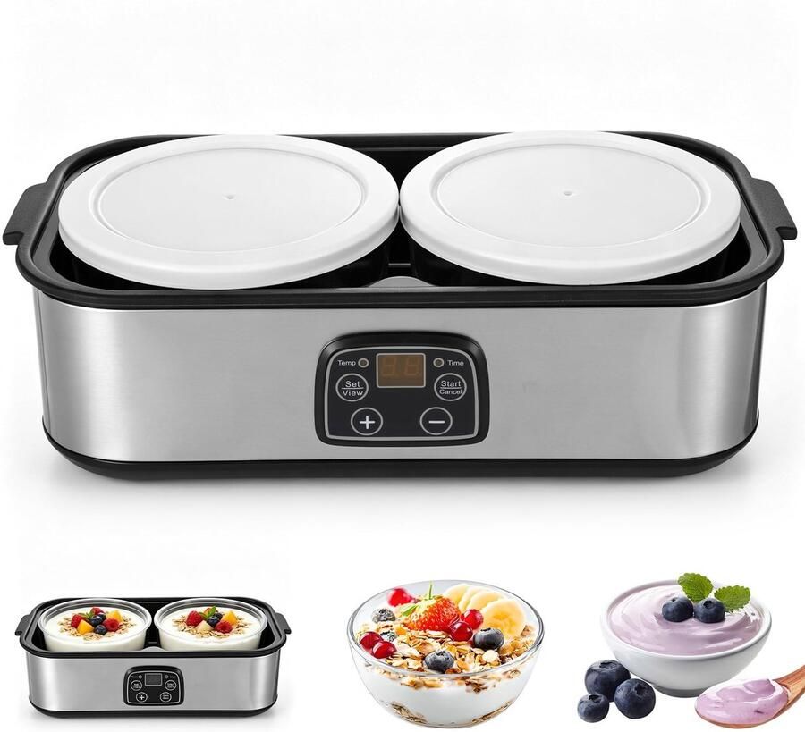 Omgoods Automatische Yoghurtmaker met 2 Glazen Potten