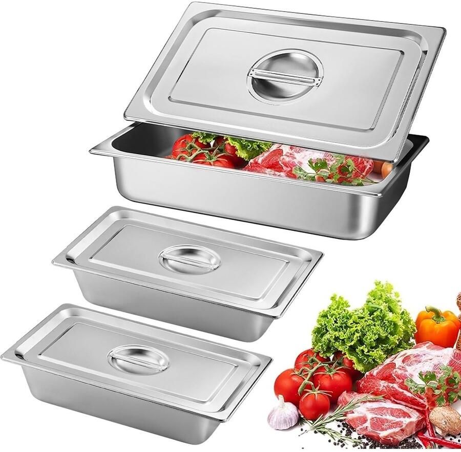 Omgoods Breading Set van 3 Hotelpannen 32.5 x 17.5 x 6.5 cm