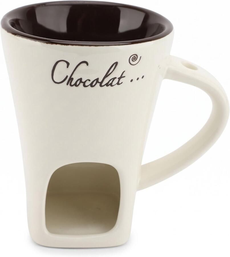 Omgoods Chocolade Fondue Mok met Set van Vorken Keramische Butter Warmer Pot