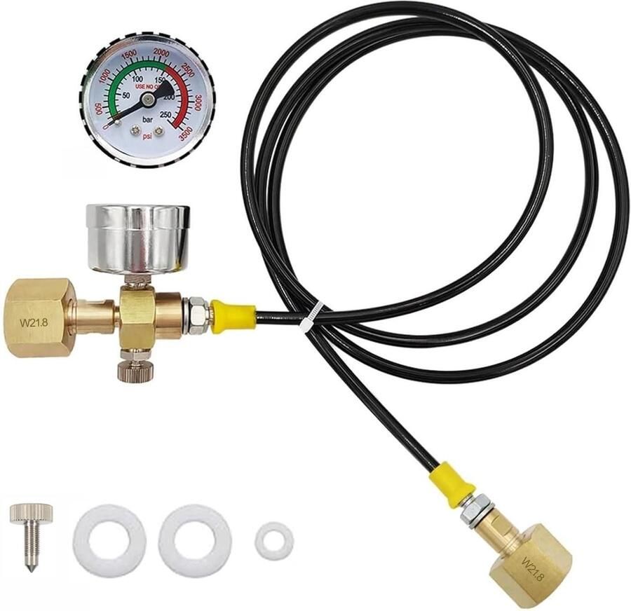Omgoods CO2 Adapter met Hoge Drukslang en Drukmeter 1.5 m