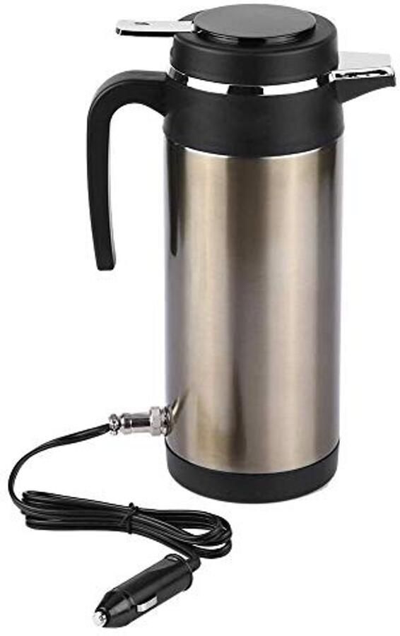 OmGoods Dailygoody Auto Waterkoker Elektrische Koffiebeker Roestvrij staal Reis Waterfles 950ML Voor onderweg Zwart