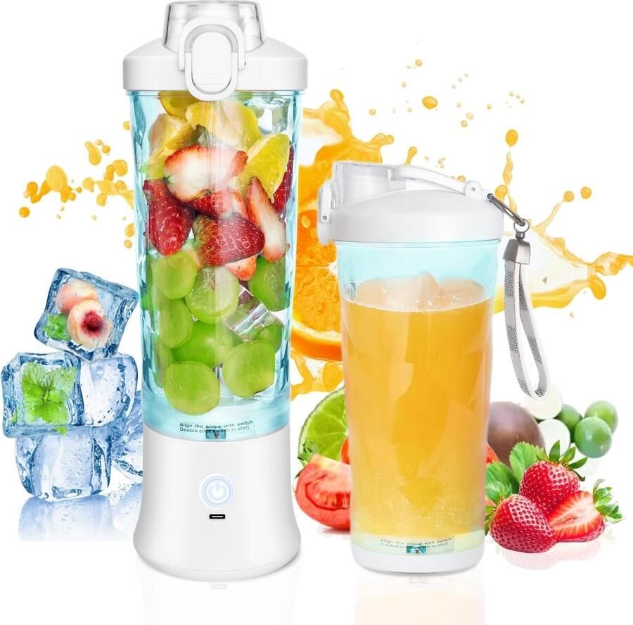 Omgoods Draadloze Mini Blender 600ml met USB Oplaadfunctie