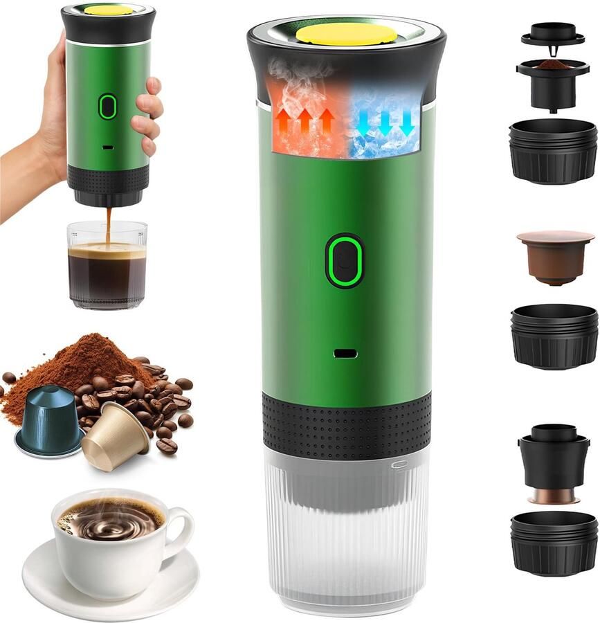 Omgoods Draagbare 3-in-1 Koffiemaker Elektrische Espresso Machine voor Reizen
