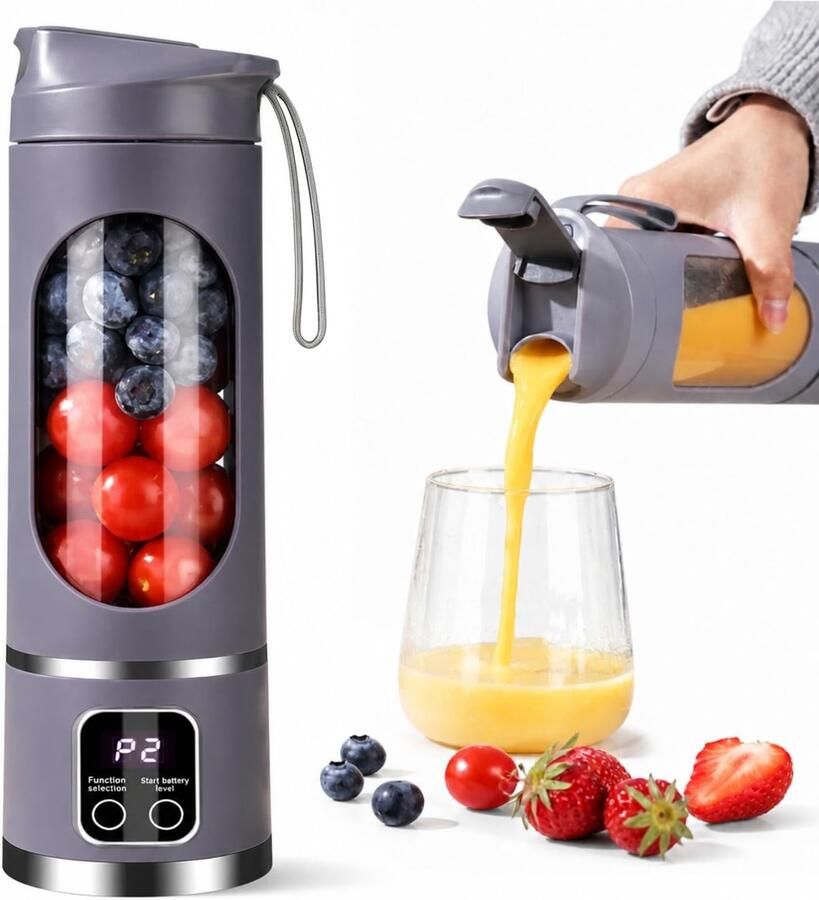 Omgoods Draagbare Blender met LED-Display en USB Oplaadbaar