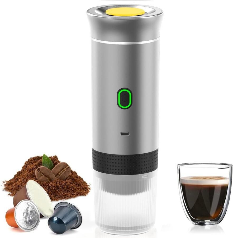 Omgoods Draagbare Espresso Machine Elektrische 3-in-1 Koffiemaker voor Camping en Reizen