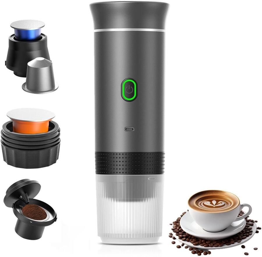 Omgoods Draagbare Espresso Machine voor Auto 60 ml USB-C Opladen