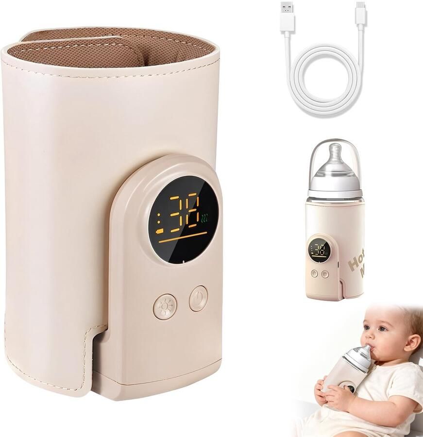 Omgoods Draagbare Fleswarmer met USB LED Display en 6 Temperatuurniveaus