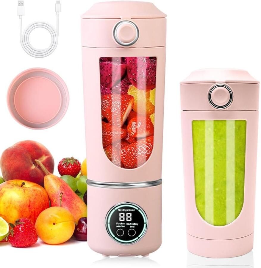 Omgoods Draagbare Mini Blender met 12 Roestvrijstalen Messen