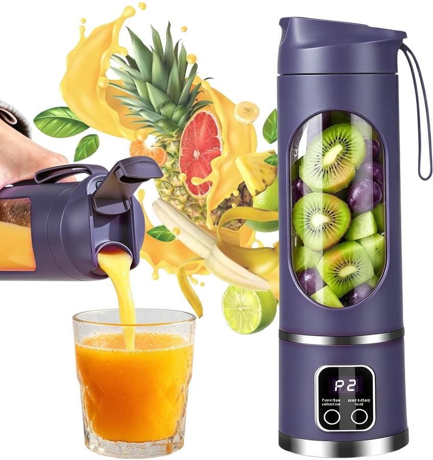 Omgoods Draagbare Mini Blender met LED-Display en 12 Messen - Foto 2