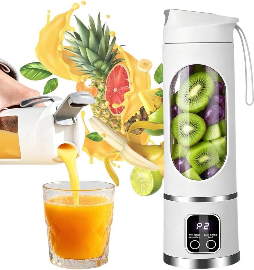 Omgoods Draagbare Mini Blender met LED-Display en 12 Messen