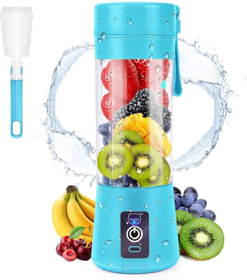 Omgoods Draagbare Mini Juice Mixer met 6 Bladen Oplaadbare Juicer voor Thuis en Buiten