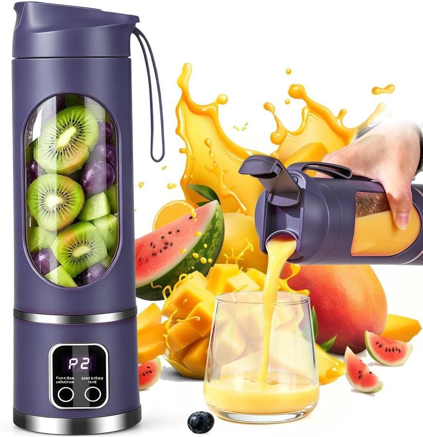 Omgoods Draagbare Smoothie Maker met LED-Display en 450 ml Capaciteit