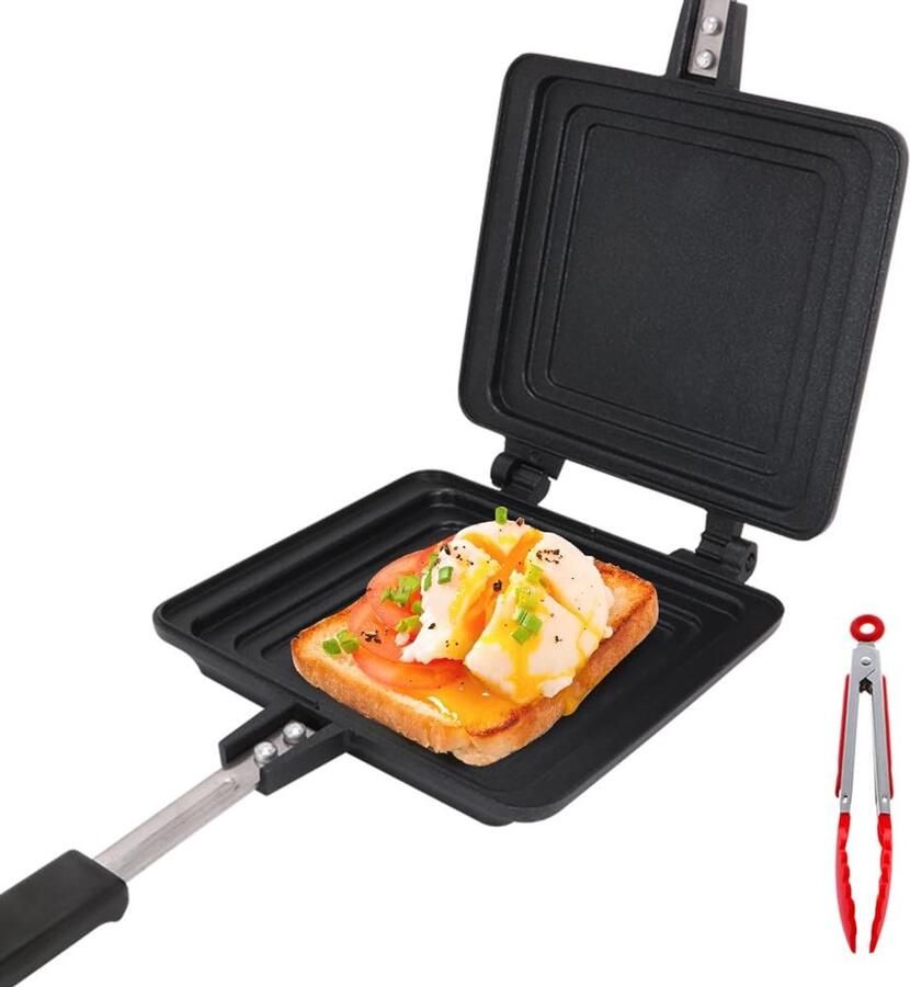 Omgoods Dubbele Pan met Antikleef Coating voor Sandwiches en Pannenkoeken