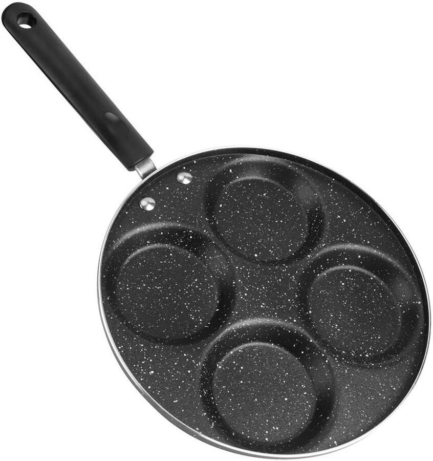 Omgoods- Eierkoekenpan 4-kops Antiaanbaklaag Aluminium 24 5 cm Multifunctionele Pan Geschikt voor Gas Elektrisch Fornuis Koekenpan