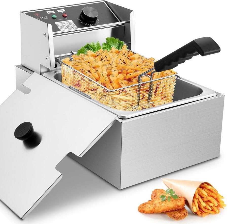 Omgoods Elektrische Friteuse met 6L Capaciteit en Temperatuurbegrenzer