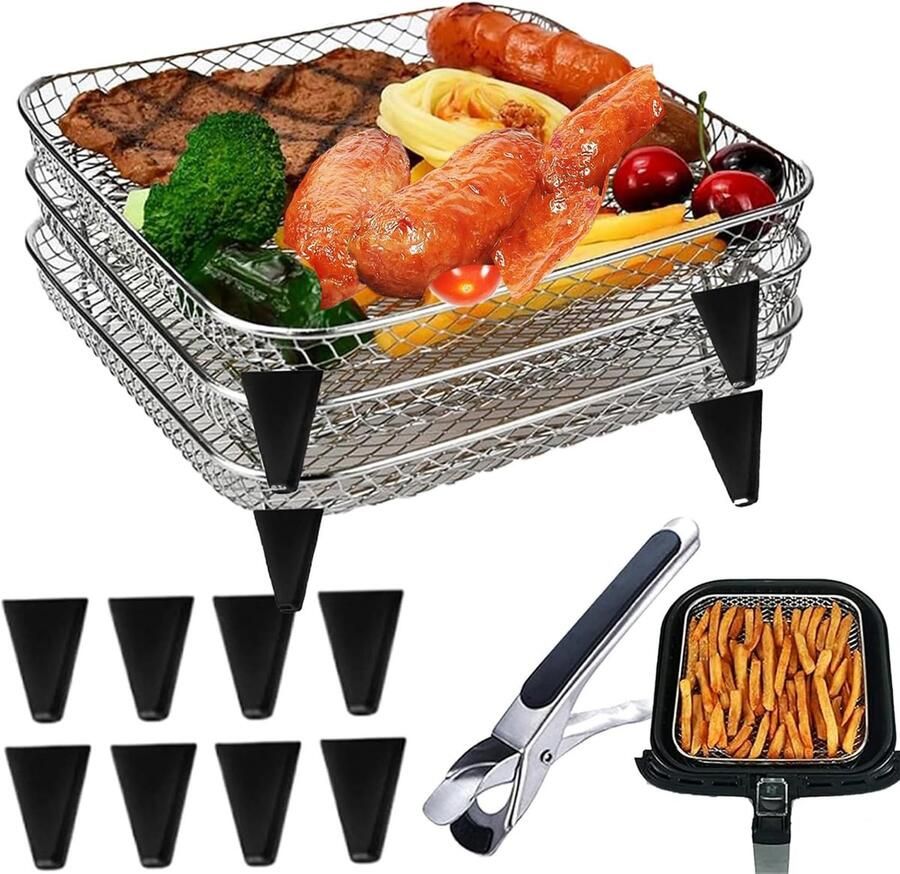 Omgoods Frituurmanden voor Heteluchtfriteuse Stapelbare Manden Set
