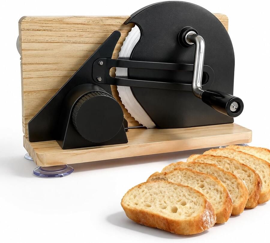 Omgoods Handmatige Broodsnijmachine met Instelbare Schijfdikte