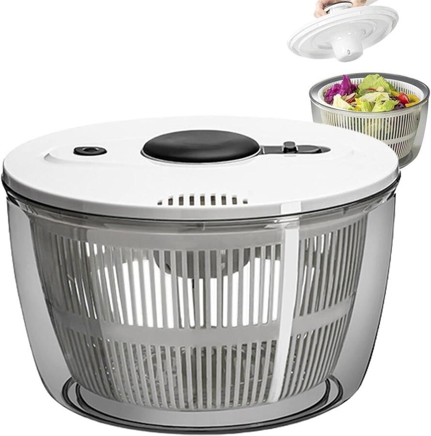 Omgoods Handmatige Saladespinner 3 L met Antislipbasis en Dubbele Functie