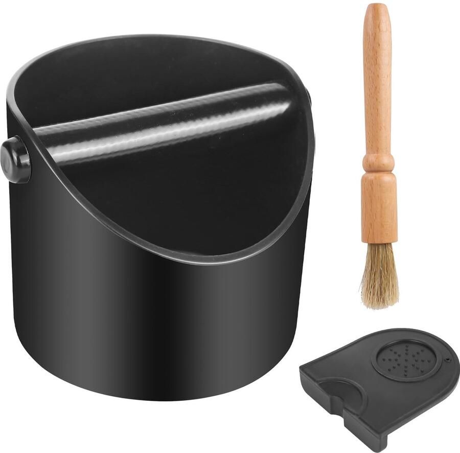 Omgoods Knock Box voor Espresso met Mat en Schoonmaakborstel