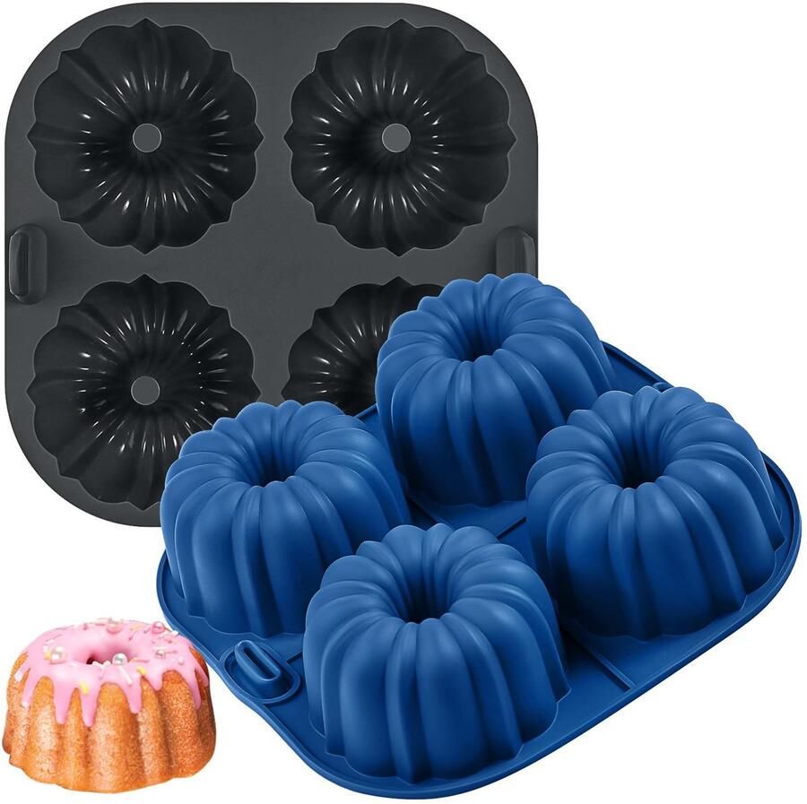 Omgoods Mini Gugelhupvormen van Siliconen voor Airfryer Set van 2