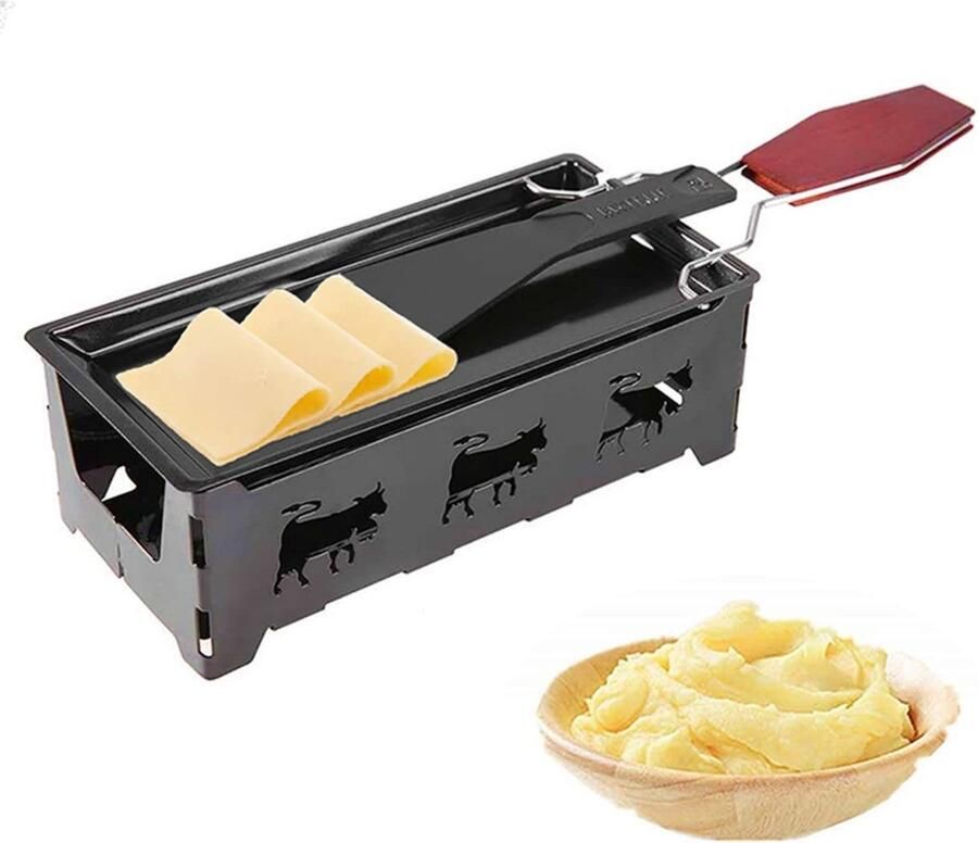 Omgoods Mini Raclette Grill met Vouwbare Houten Handgreep