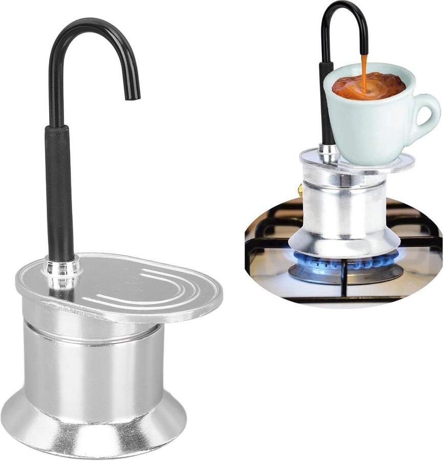 Omgoods- Mokkapot 50 ml Aluminiumlegering Lichtgewicht Draagbaar Percolator Geschikt voor alle kachels behalve inductie Koffiezetter