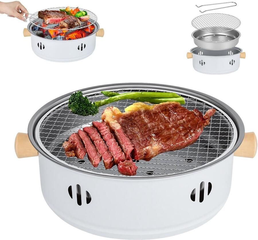Omgoods Portable Charcoal Grill Non-Stick Grill voor Binnen en Buiten