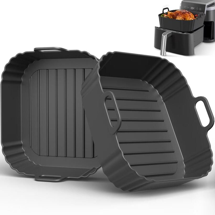 Omgoods Reusable Silicone Air Fryer Liners Set van 2 voor 5-6.5 QT Airfryers