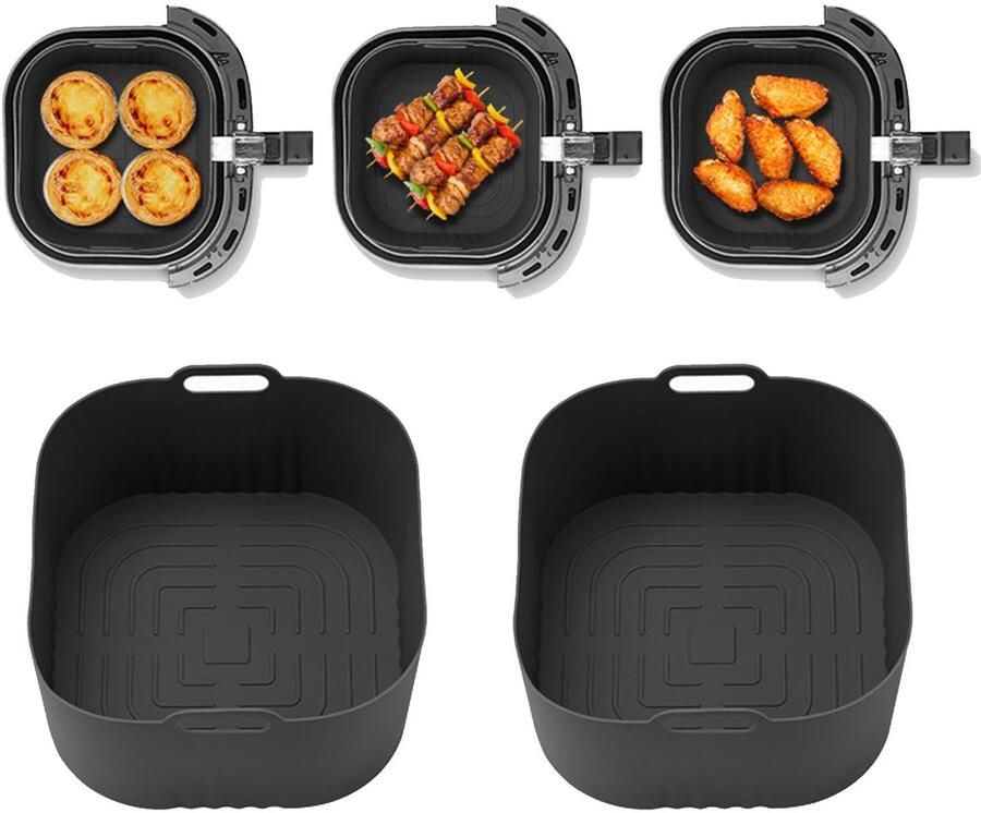 Omgoods Set van 2 Herbruikbare Siliconen Bakvormen voor Airfryer