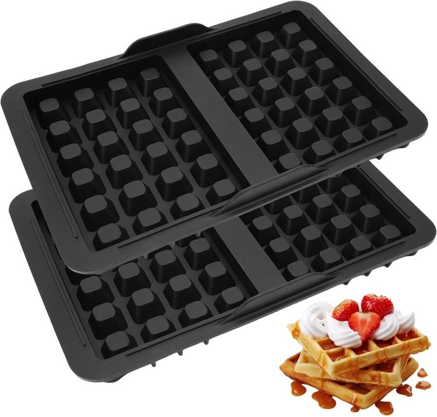 Omgoods Set van 2 Silicone Wafelvormen voor Belgische Wafels