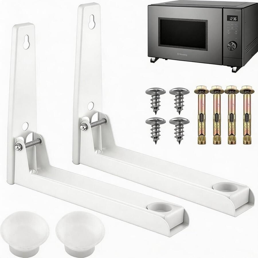 Omgoods Set van 2 Verstelbare Wandsteunen voor Magnetron van RVS