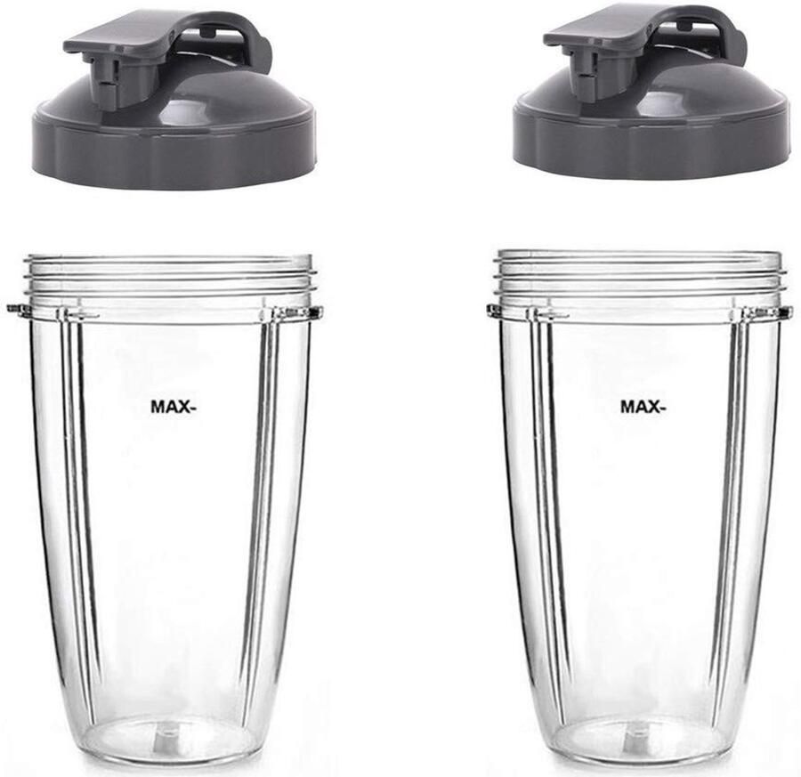 Omgoods Set van 2 Vervangbekers met Flip Top Deksel voor Blender
