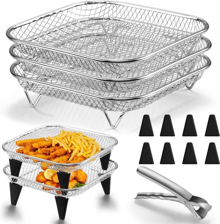 Omgoods Set van 3 Air Fryer Accessoires van RVS