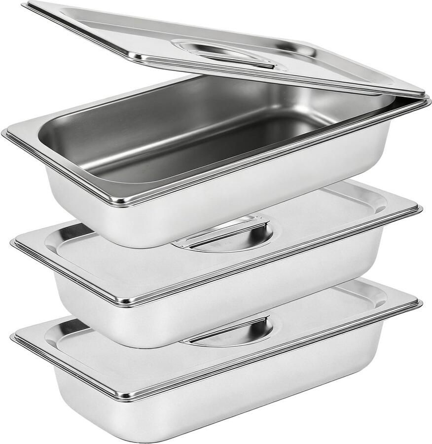 Omgoods Set van 3 RVS Gastronorm Containers voor Breading