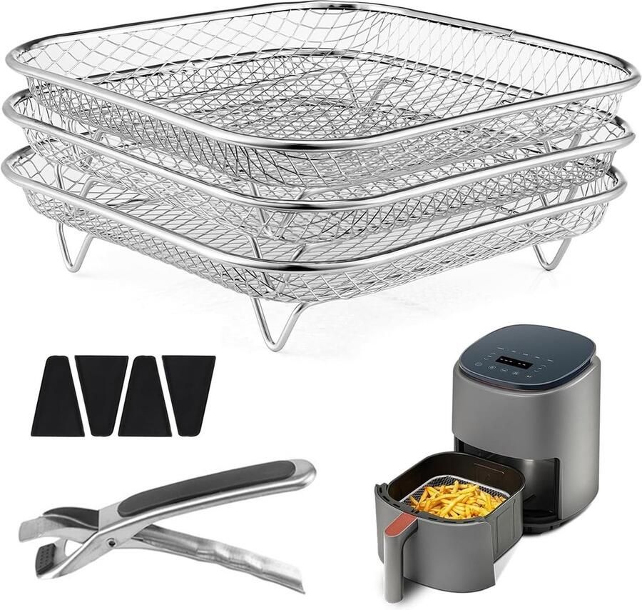 Omgoods Set van 3 Stapelbare Airfryer Accessoires