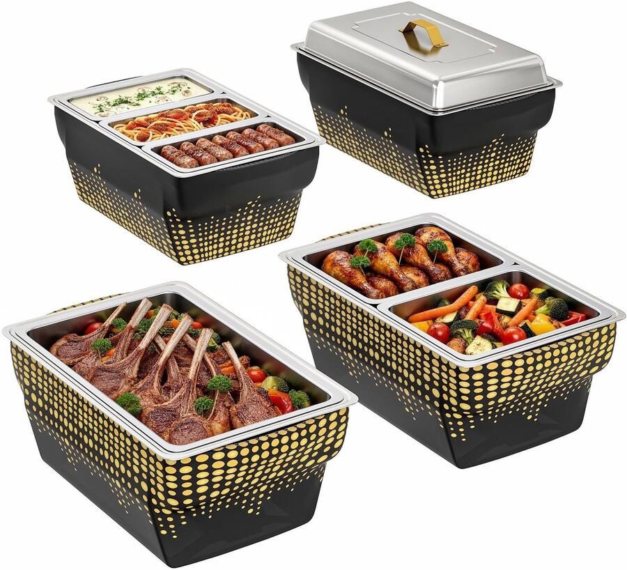 Omgoods Set van 4 Flexibele Windschermen voor Buffet en Catering