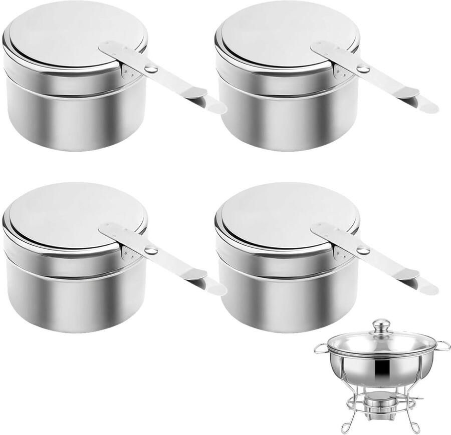 Omgoods Set van 4 Stuks RVS Fondue Branders